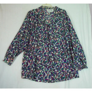 Kathy Comelli for Shapely Women’s Top Vintage 80’s Paisley Abstract Silky SZ 38